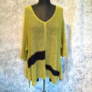 Alembika Knit Tunic Top - Chartreuse & Black - Small